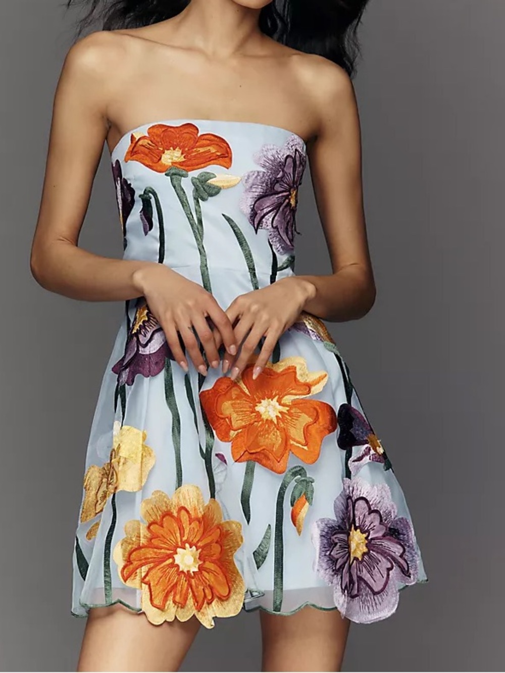 Anthropologie Floral Organza Mini Dress